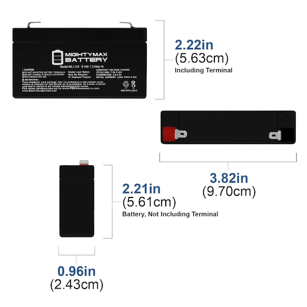 6V 1.3Ah Replacement For BB BP126 UPS Battery